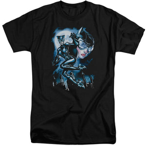 AN OFFCIALLY LICENSED BATMAN MOONLIGHT CAT MEN'S TALL FIT T-SHIRT BLACK