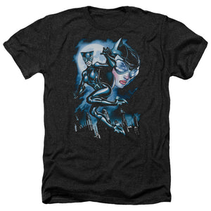 AN OFFCIALLY LICENSED BATMAN MOONLIGHT CAT MEN'S HEATHER T-SHIRT CHARCOAL