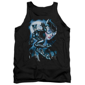 AN OFFCIALLY LICENSED BATMAN MOONLIGHT CAT ADULT UNISEX TANK TOP BLACK