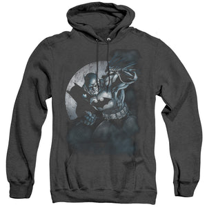 AN OFFCIALLY LICENSED BATMAN BATMAN SPOTLIGHT ADULT UNISEX HEATHER PULLOVER HOODIE BLACK