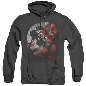 AN OFFCIALLY LICENSED BATMAN ROBIN SPOTLIGHT ADULT UNISEX HEATHER PULLOVER HOODIE BLACK