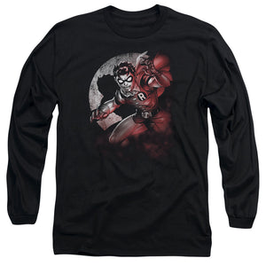 AN OFFCIALLY LICENSED BATMAN ROBIN SPOTLIGHT MEN'S LONG SLEEVE T-SHIRT BLACK
