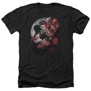 AN OFFCIALLY LICENSED BATMAN ROBIN SPOTLIGHT MEN'S HEATHER T-SHIRT CHARCOAL