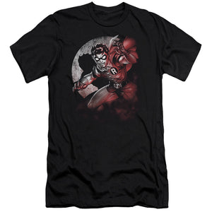 AN OFFCIALLY LICENSED BATMAN ROBIN SPOTLIGHT MEN'S PREMIUM SLIM FIT T-SHIRT BLACK