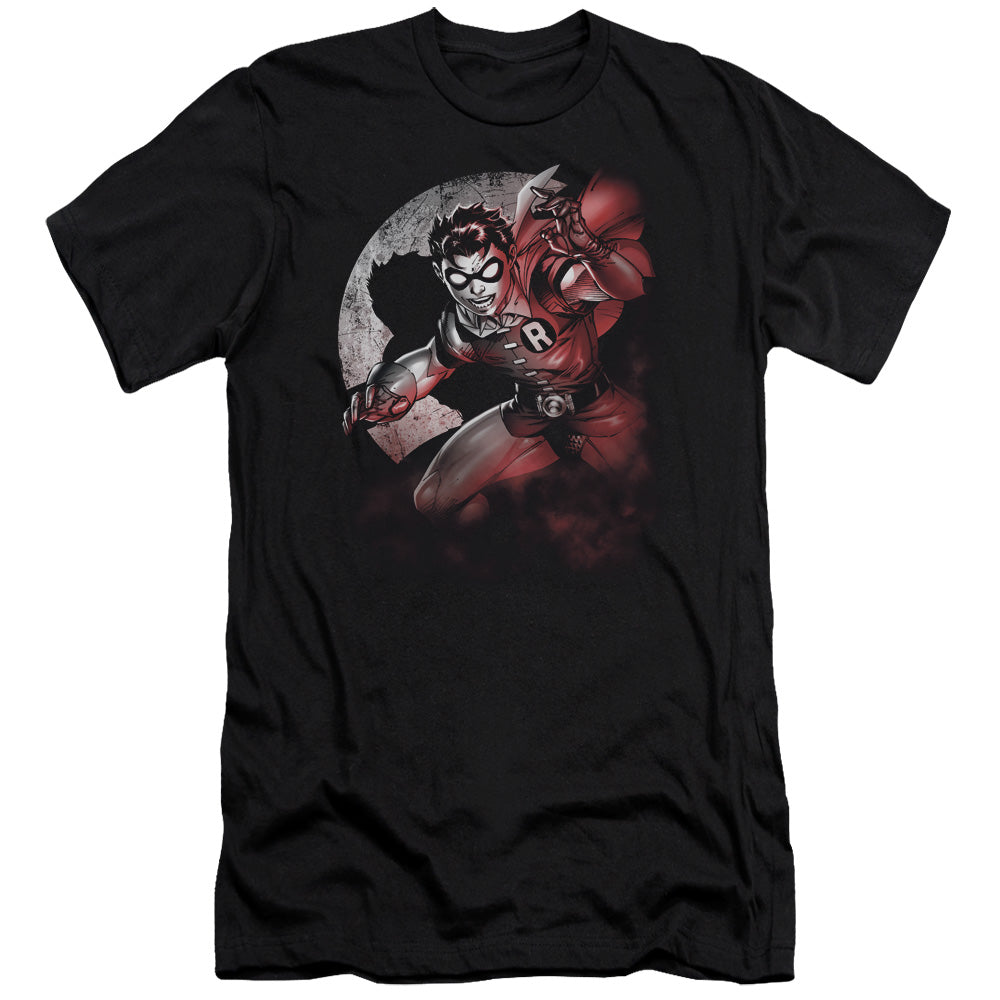 AN OFFCIALLY LICENSED BATMAN ROBIN SPOTLIGHT MEN'S PREMIUM SLIM FIT T-SHIRT BLACK