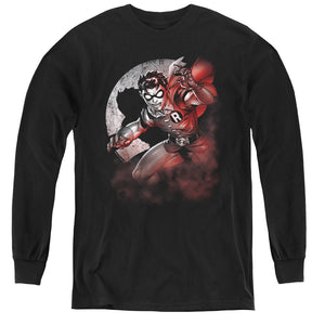 AN OFFCIALLY LICENSED BATMAN ROBIN SPOTLIGHT YOUTH LONG SLEEVE T-SHIRT BLACK