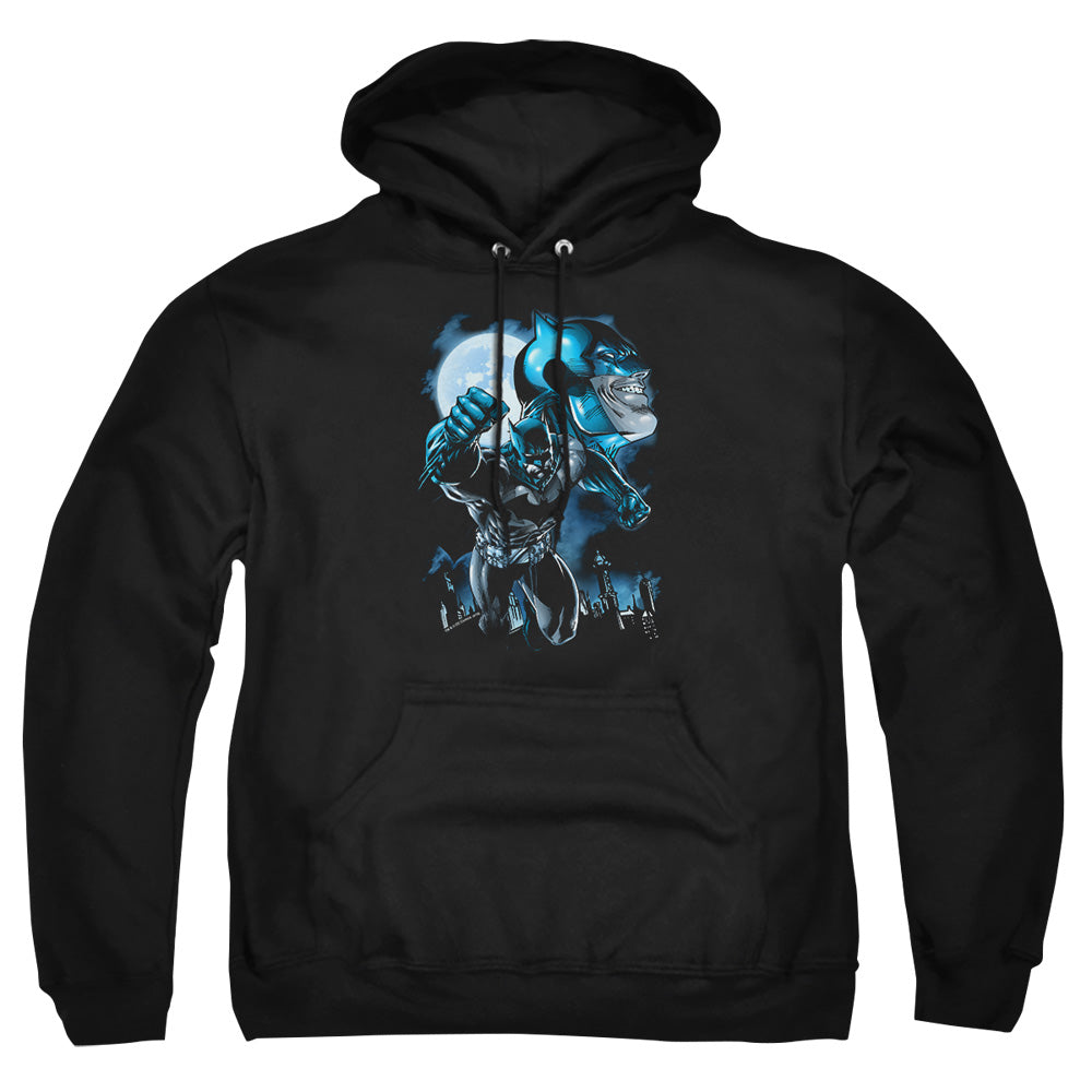 AN OFFCIALLY LICENSED BATMAN MOONLIGHT BAT ADULT UNISEX PULLOVER HOODIE BLACK