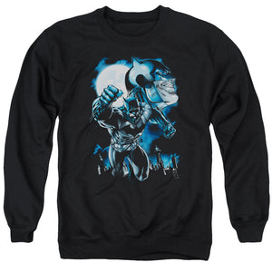 AN OFFCIALLY LICENSED BATMAN MOONLIGHT BAT ADULT UNISEX CREWNECK SWEATSHIRT BLACK