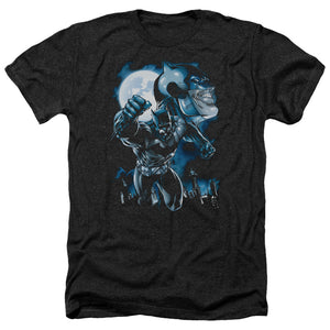 AN OFFCIALLY LICENSED BATMAN MOONLIGHT BAT MEN'S HEATHER T-SHIRT CHARCOAL