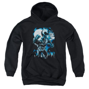 AN OFFCIALLY LICENSED BATMAN MOONLIGHT BAT YOUTH HOODIE BLACK