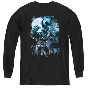 AN OFFCIALLY LICENSED BATMAN MOONLIGHT BAT YOUTH LONG SLEEVE T-SHIRT BLACK