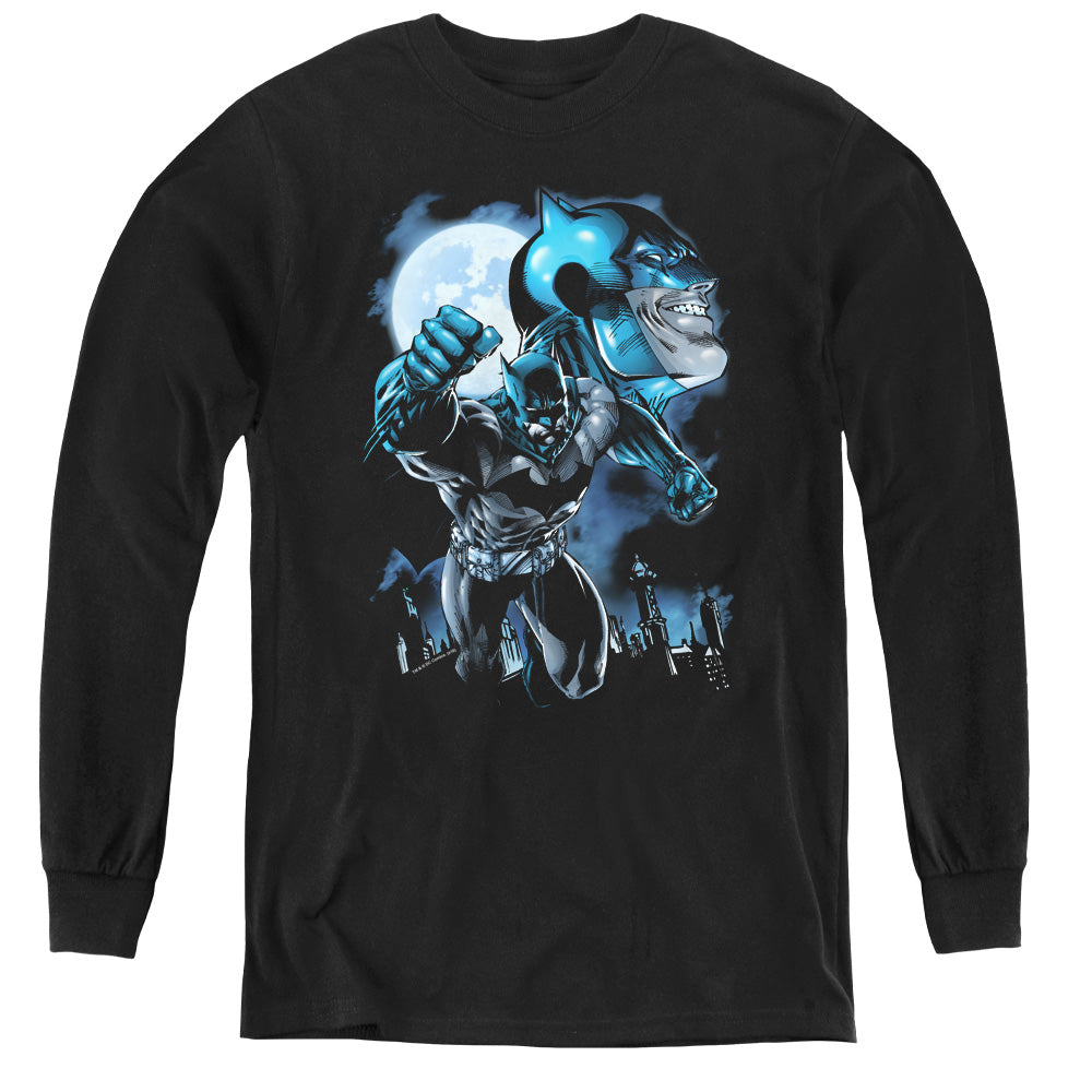 AN OFFCIALLY LICENSED BATMAN MOONLIGHT BAT YOUTH LONG SLEEVE T-SHIRT BLACK