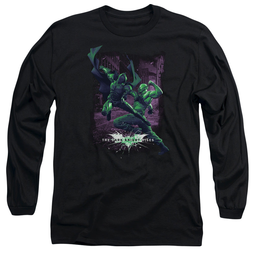 Dark Knight Rises Bat Vs Bane Licensed Adult Unisex Long Sleeve T-Shirt LG-2X