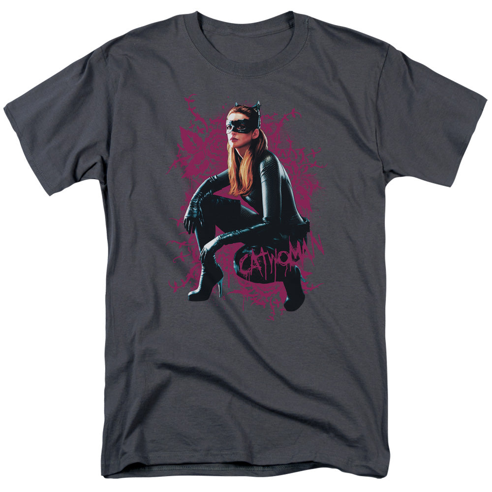 Dark Knight Rises Catwoman Roses Licensed Adult Unisex T-Shirt Regular Fit Tee