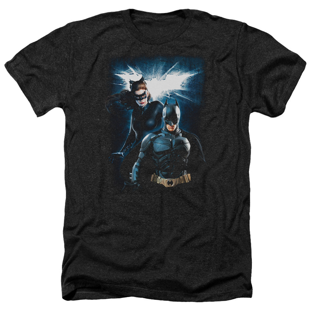 Dark Knight Rises Bat & Cat Licensed Adult Unisex T-Shirt Heather Tee LG