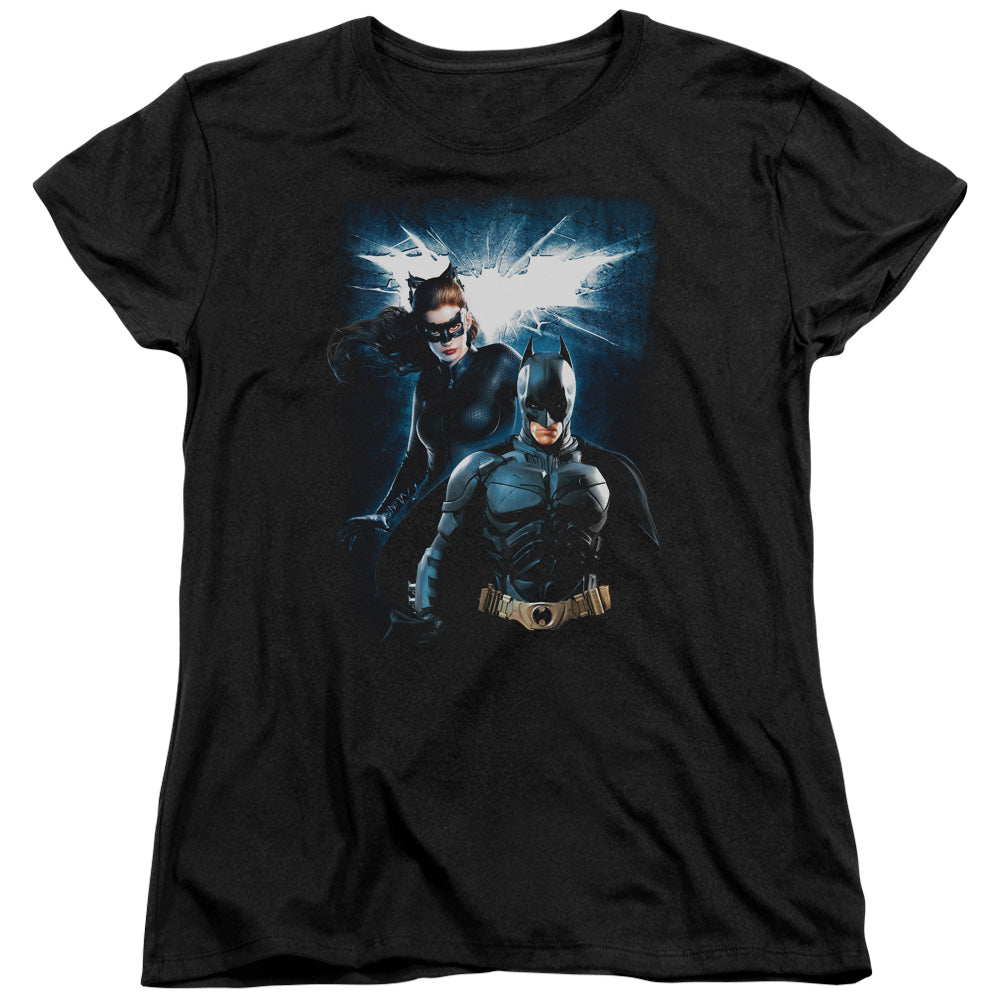 Dark Knight Rises Bat & Cat Licensed Women's T-Shirt Regular Fit SM-XL