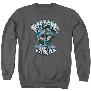 AN OFFCIALLY LICENSED BATMAN BANE WILL BREAK YOU ADULT UNISEX CREWNECK SWEATSHIRT CHARCOAL