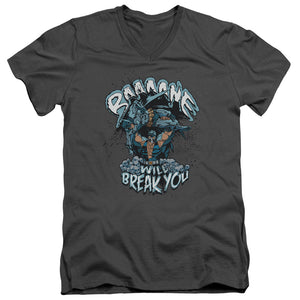 AN OFFCIALLY LICENSED BATMAN BANE WILL BREAK YOU MEN'S V-NECK T-SHIRT CHARCOAL