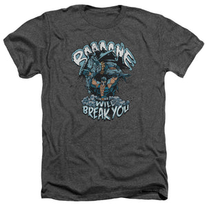 AN OFFCIALLY LICENSED BATMAN BANE WILL BREAK YOU MEN'S HEATHER T-SHIRT CHARCOAL