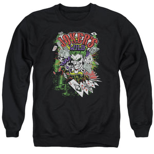 AN OFFCIALLY LICENSED BATMAN JOKERS WILD ADULT UNISEX CREWNECK SWEATSHIRT BLACK