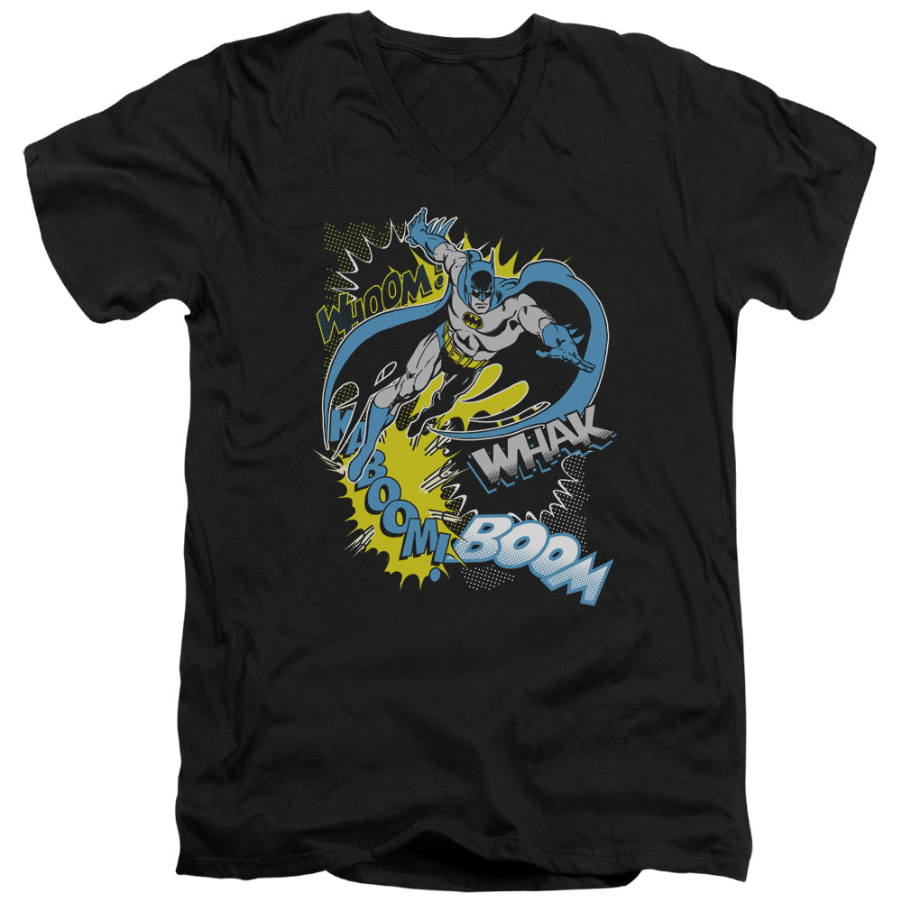 AN OFFCIALLY LICENSED BATMAN BAT EFFECTS MEN'S V-NECK T-SHIRT BLACK