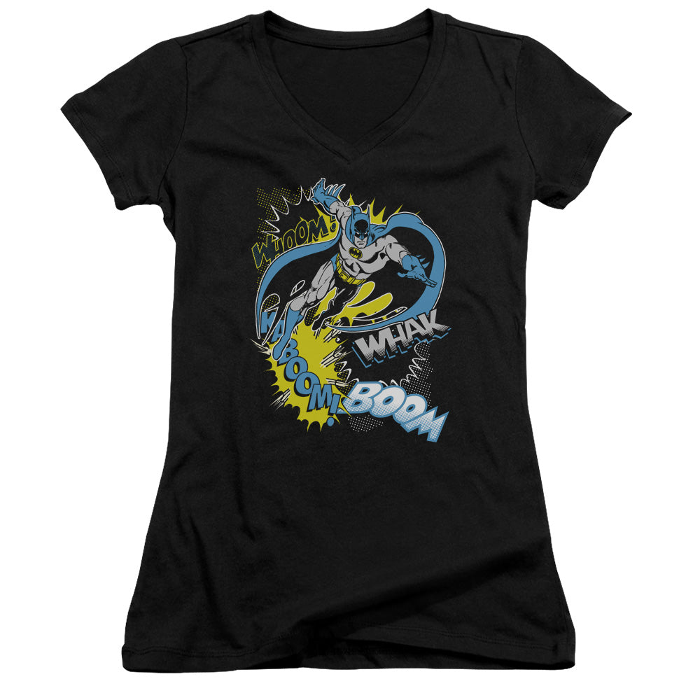 Batman Bat Effects Licensed Women's T-Shirt Juniors V-Neck SM