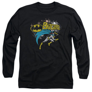 AN OFFCIALLY LICENSED BATMAN BATGIRL HALFTONE MEN'S LONG SLEEVE T-SHIRT BLACK