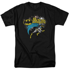 AN OFFCIALLY LICENSED BATMAN BATGIRL HALFTONE MEN'S REGULAR FIT T-SHIRT BLACK