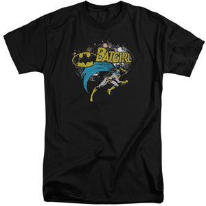 AN OFFCIALLY LICENSED BATMAN BATGIRL HALFTONE MEN'S TALL FIT T-SHIRT BLACK