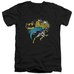 AN OFFCIALLY LICENSED BATMAN BATGIRL HALFTONE MEN'S V-NECK T-SHIRT BLACK