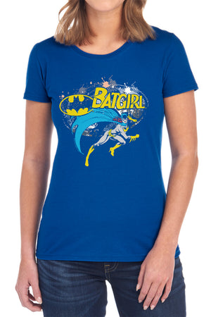AN OFFCIALLY LICENSED BATMAN BATGIRL HALFTONE WOMEN'S REGULAR FIT T-SHIRT BLACK