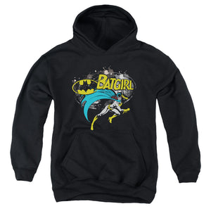 AN OFFCIALLY LICENSED BATMAN BATGIRL HALFTONE YOUTH HOODIE BLACK