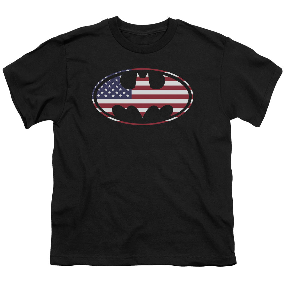 Batman American Flag Oval Licensed Kid's T-Shirt (Ages 4-7) XS-XL