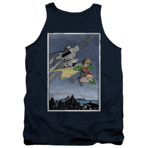 AN OFFCIALLY LICENSED BATMAN DKR DUO ADULT UNISEX TANK TOP NAVY