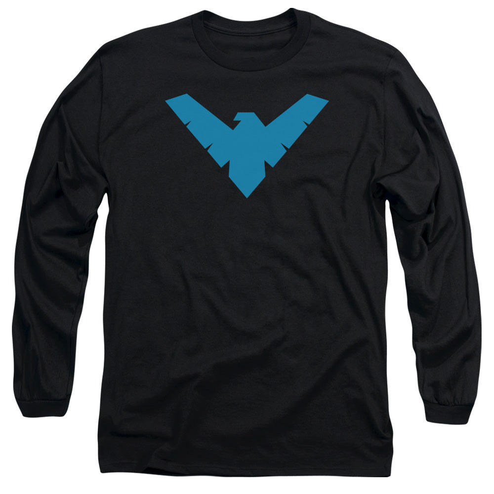 AN OFFCIALLY LICENSED BATMAN NIGHTWING SYMBOL MEN'S LONG SLEEVE T-SHIRT BLACK