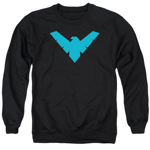 AN OFFCIALLY LICENSED BATMAN NIGHTWING SYMBOL ADULT UNISEX CREWNECK SWEATSHIRT BLACK