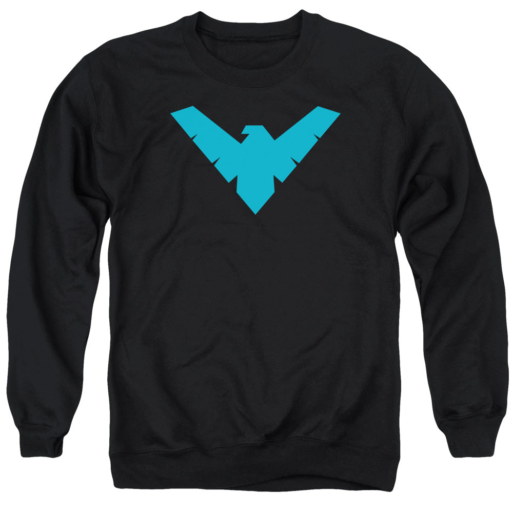 AN OFFCIALLY LICENSED BATMAN NIGHTWING SYMBOL ADULT UNISEX CREWNECK SWEATSHIRT BLACK