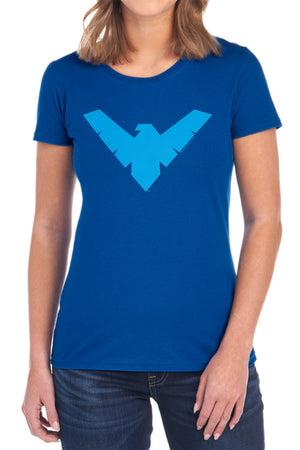 AN OFFCIALLY LICENSED BATMAN NIGHTWING SYMBOL WOMEN'S REGULAR FIT T-SHIRT BLACK