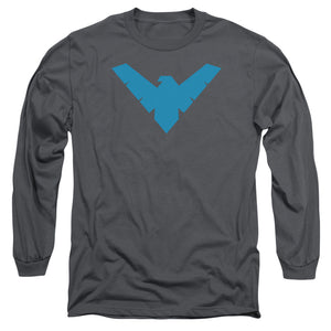 AN OFFCIALLY LICENSED BATMAN NIGHTWING SYMBOL MEN'S LONG SLEEVE T-SHIRT CHARCOAL