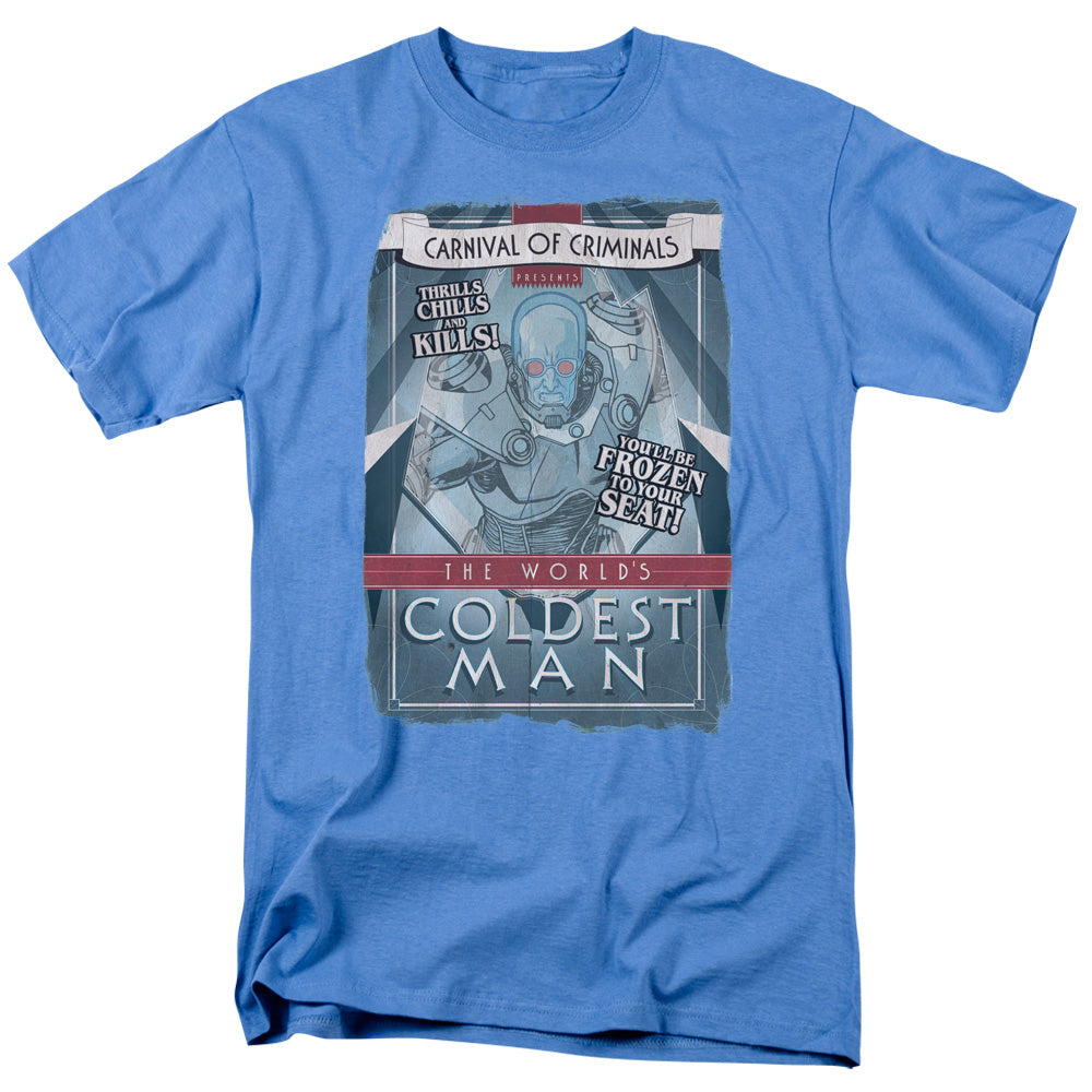 AN OFFCIALLY LICENSED BATMAN COLDEST MAN MEN'S REGULAR FIT T-SHIRT CAROLINA BLUE
