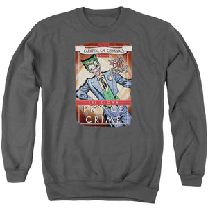 AN OFFCIALLY LICENSED BATMAN CLOWN PRINCE ADULT UNISEX CREWNECK SWEATSHIRT CHARCOAL