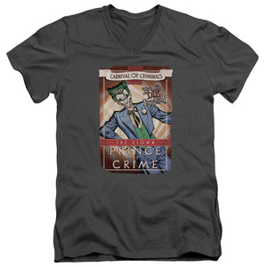 AN OFFCIALLY LICENSED BATMAN CLOWN PRINCE MEN'S V-NECK T-SHIRT CHARCOAL