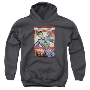 AN OFFCIALLY LICENSED BATMAN CLOWN PRINCE YOUTH HOODIE CHARCOAL