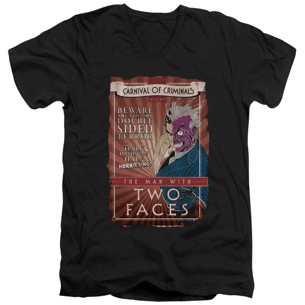 AN OFFCIALLY LICENSED BATMAN TWO FACES MEN'S V-NECK T-SHIRT BLACK