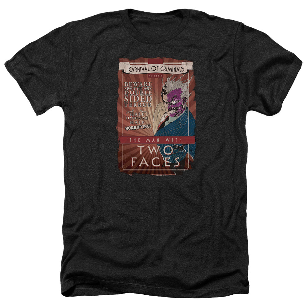 AN OFFCIALLY LICENSED BATMAN TWO FACES MEN'S HEATHER T-SHIRT CHARCOAL