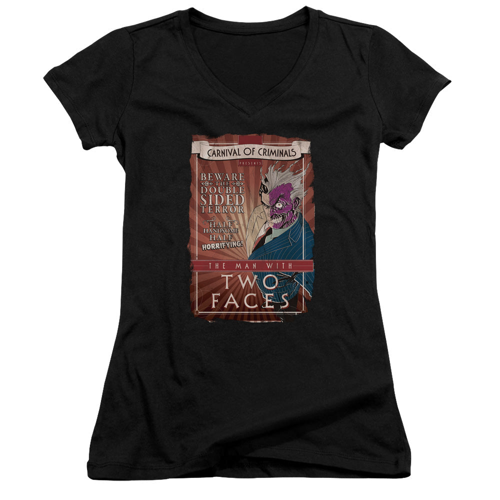 Batman Two Faces Licensed Women's T-Shirt Juniors V-Neck SM
