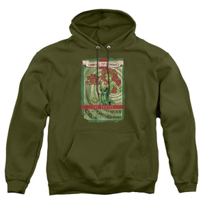 AN OFFCIALLY LICENSED BATMAN BOTANICAL BEAUTY ADULT UNISEX PULLOVER HOODIE MILITARY GREEN