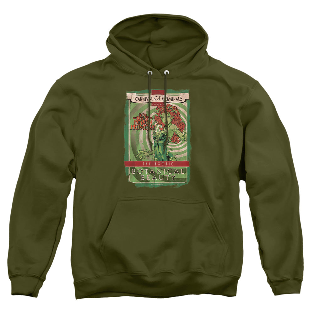 AN OFFCIALLY LICENSED BATMAN BOTANICAL BEAUTY ADULT UNISEX PULLOVER HOODIE MILITARY GREEN