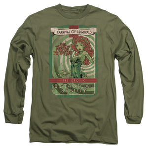 AN OFFCIALLY LICENSED BATMAN BOTANICAL BEAUTY MEN'S LONG SLEEVE T-SHIRT MILITARY GREEN