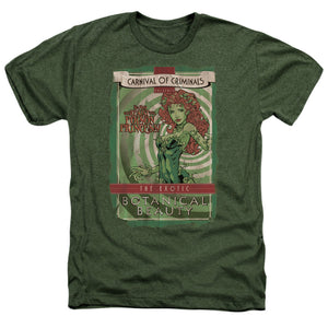 AN OFFCIALLY LICENSED BATMAN BOTANICAL BEAUTY MEN'S HEATHER T-SHIRT MILITARY GREEN
